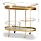 Baxton Studio Kamal Modern Glam Brushed Gold Finished Metal and Mirrored Glass 2-Tier Mobile Wine Bar Cart 181-11197-Zoro - alternate 3